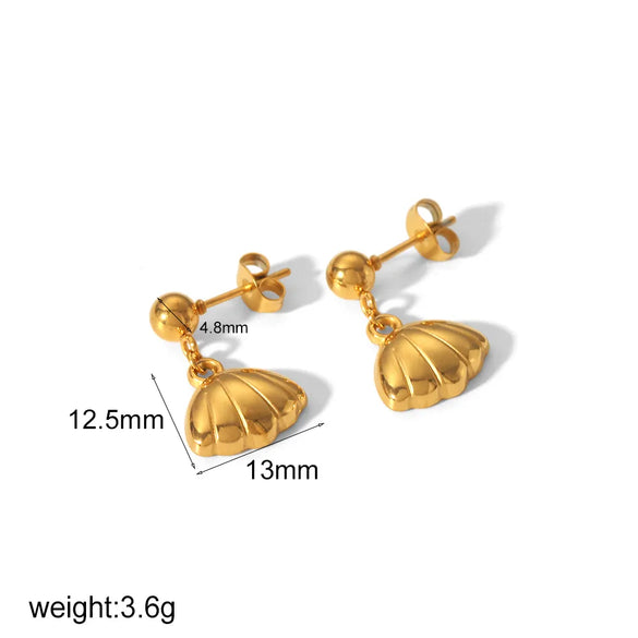 1 Pair IG Style Vacation Tropical Starfish Shell Polishing 304 Stainless Steel 18K Gold Plated Drop Earrings
