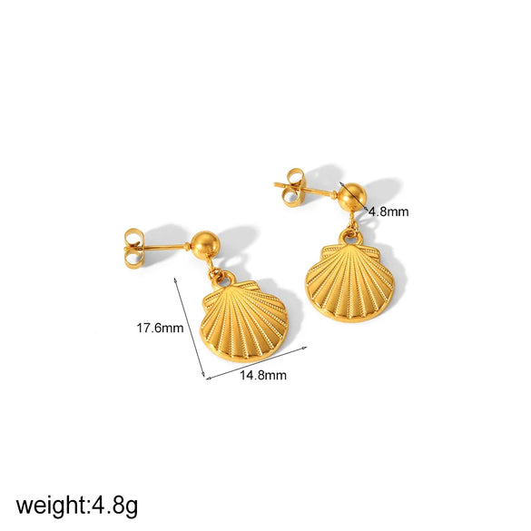 1 Pair IG Style Vacation Tropical Starfish Shell Polishing 304 Stainless Steel 18K Gold Plated Drop Earrings