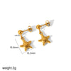 1 Pair IG Style Vacation Tropical Starfish Shell Polishing 304 Stainless Steel 18K Gold Plated Drop Earrings