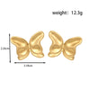 1 Pair IG Style Vintage Style French Style Geometric Butterfly Pleated Inlay 304 Stainless Steel Pearl Ear Studs