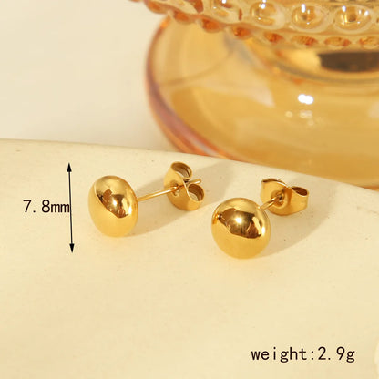 1 Pair IG Style Vintage Style Round Plating 304 Stainless Steel 18K Gold Plated Ear Studs