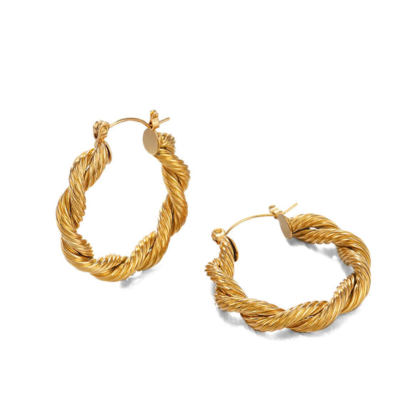 1 Pair Ig Style Vintage Style Twist Plating Stainless Steel 18k Gold Plated Hoop Earrings