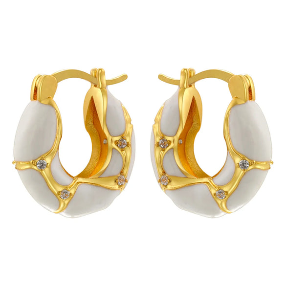 1 Pair IG Style Vintage Style U Shape Enamel Plating Inlay Copper Zircon 18K Gold Plated Earrings