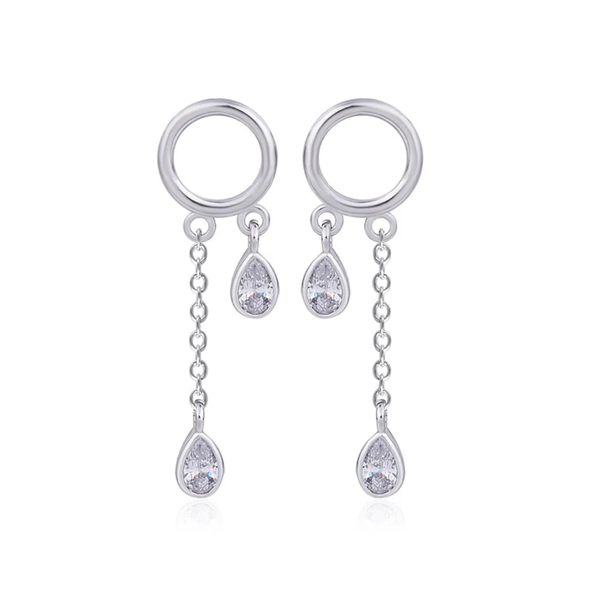 1 Pair IG Style Water Droplets Copper Zircon Drop Earrings