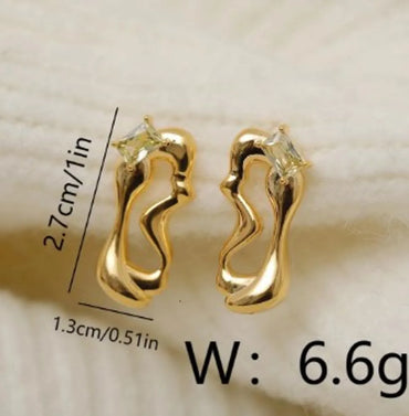 1 Pair IG Style Water Droplets Plating Copper 18K Gold Plated Ear Studs