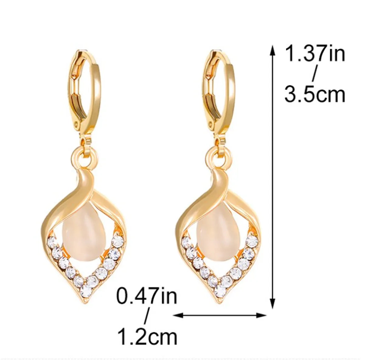 1 Pair Ig Style Water Droplets Plating Hollow Out Inlay Alloy Rhinestones Opal Drop Earrings