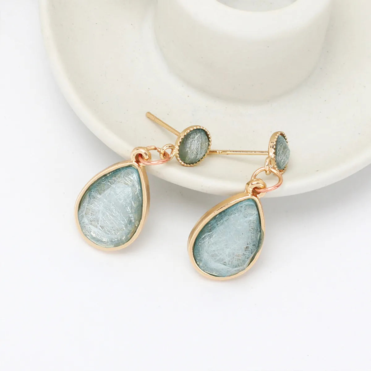 1 Pair IG Style Water Droplets Plating Inlay Alloy Acrylic Drop Earrings