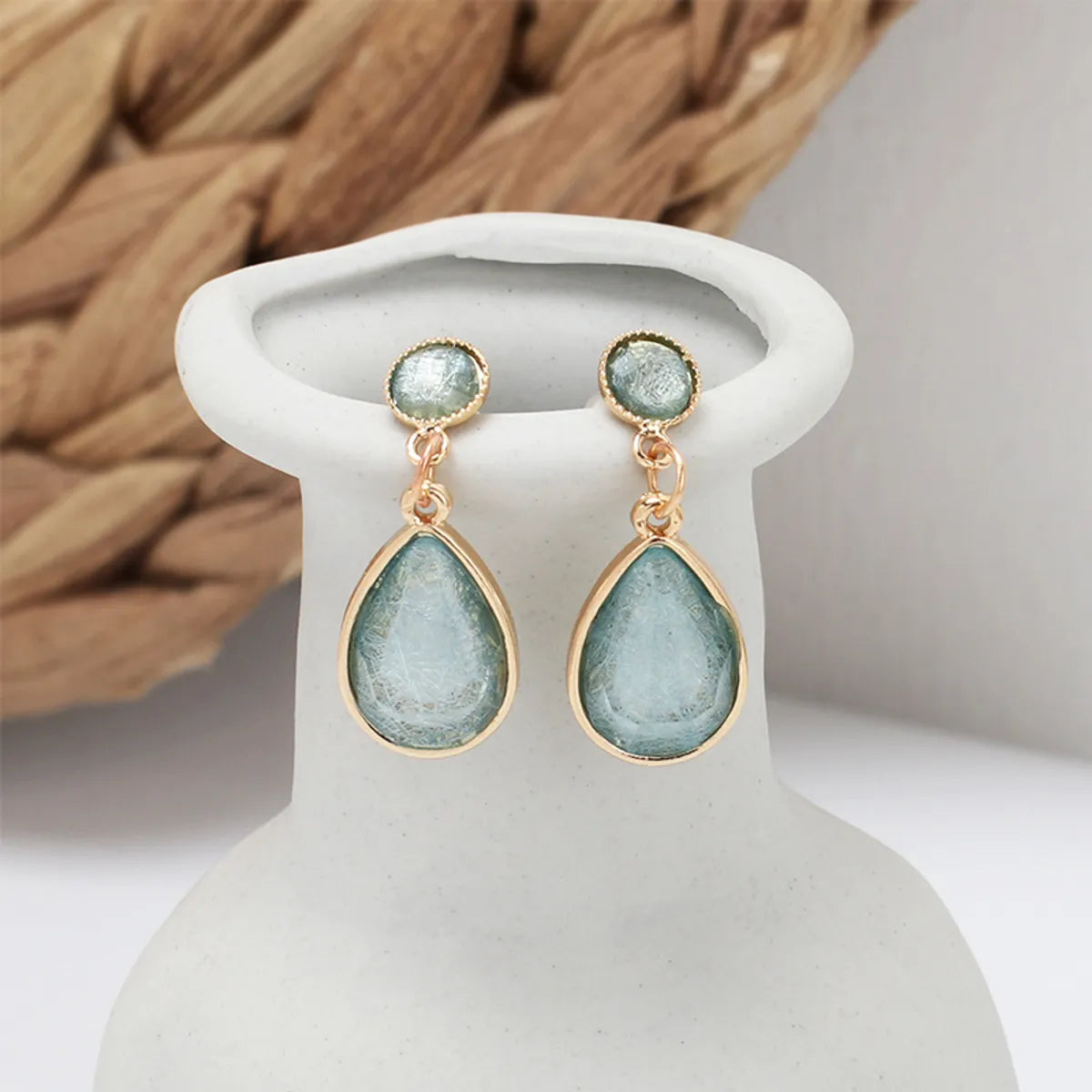 1 Pair IG Style Water Droplets Plating Inlay Alloy Acrylic Drop Earrings