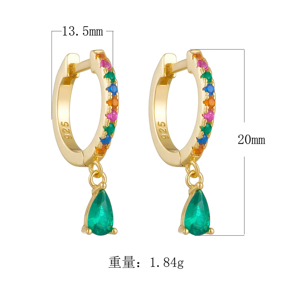 1 Pair Ig Style Water Droplets Plating Inlay Sterling Silver Zircon 14k Gold Plated Rhodium Plated Drop Earrings