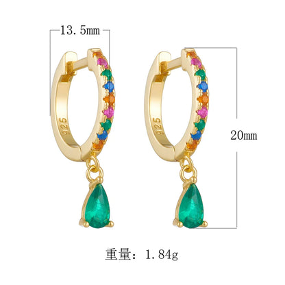 1 Pair Ig Style Water Droplets Plating Inlay Sterling Silver Zircon 14k Gold Plated Rhodium Plated Drop Earrings