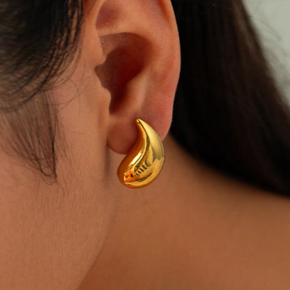 1 Pair Ig Style Water Droplets Plating Stainless Steel 18k Gold Plated Ear Studs