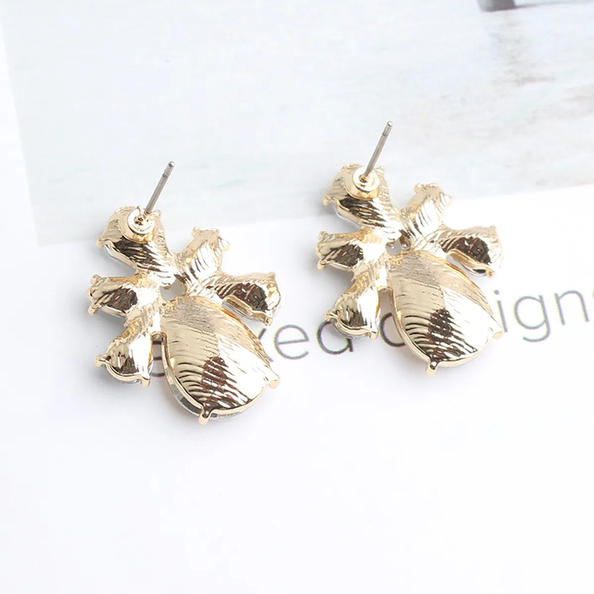 1 Pair Ig Style Water Droplets Spray Paint Inlay Alloy Rhinestones Gold Plated Ear Studs