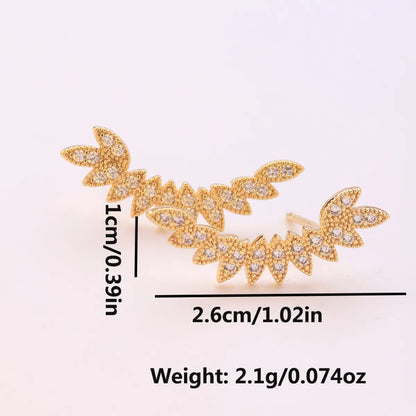 1 Pair Ig Style Wings Plating Inlay Brass Zircon 18k Gold Plated Ear Studs