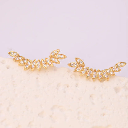 1 Pair Ig Style Wings Plating Inlay Brass Zircon 18k Gold Plated Ear Studs