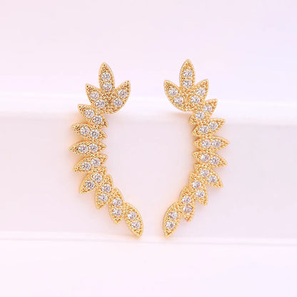 1 Pair Ig Style Wings Plating Inlay Brass Zircon 18k Gold Plated Ear Studs