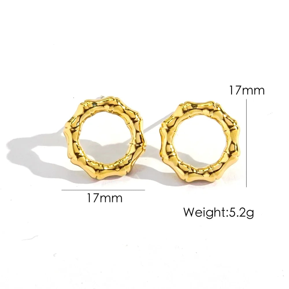 1 Pair IG Style Y2K Classic Style Round Square Hollow Out 304 Stainless Steel 14K Gold Plated Ear Studs