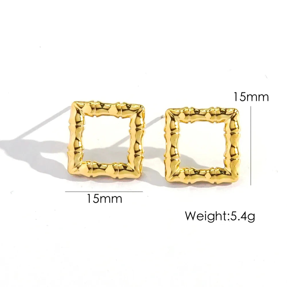 1 Pair IG Style Y2K Classic Style Round Square Hollow Out 304 Stainless Steel 14K Gold Plated Ear Studs