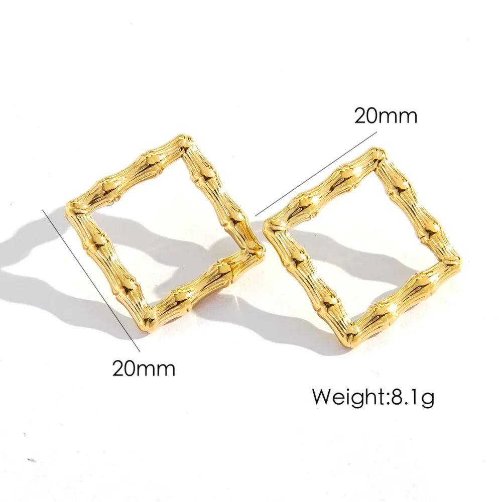 1 Pair IG Style Y2K Classic Style Round Square Hollow Out 304 Stainless Steel 14K Gold Plated Ear Studs