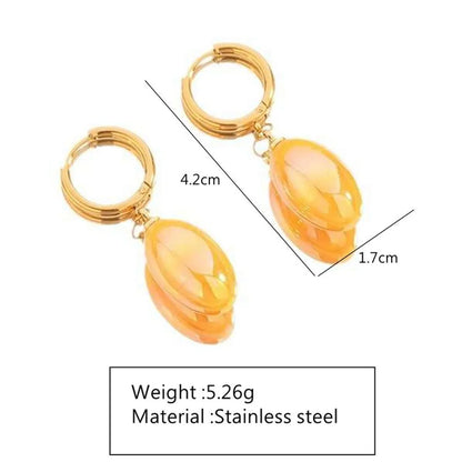 1 Pair IG Style Y2K Fairy Style Geometric Oval Plating Inlay 304 Stainless Steel Plastic 18K Gold Plated Drop Earrings