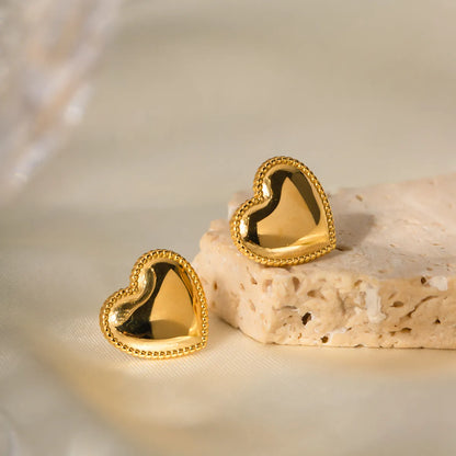 1 Pair Ins Style Basic Heart Shape Stainless Steel Plating 18k Gold Plated Ear Studs