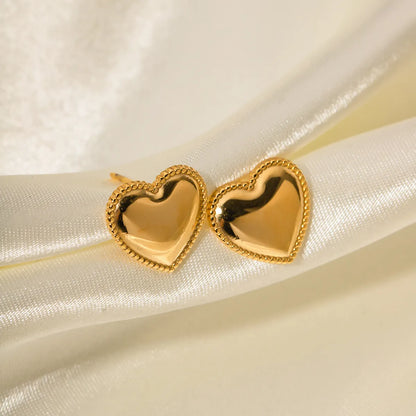 1 Pair Ins Style Basic Heart Shape Stainless Steel Plating 18k Gold Plated Ear Studs