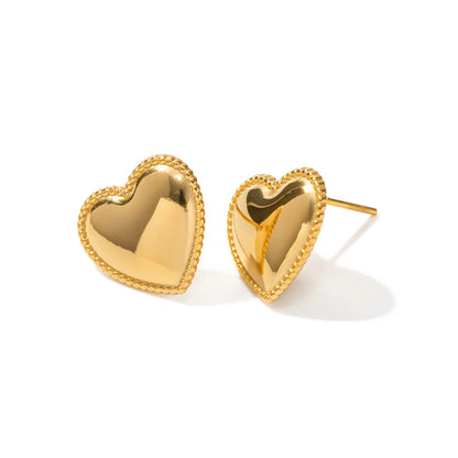 1 Pair Ins Style Basic Heart Shape Stainless Steel Plating 18k Gold Plated Ear Studs