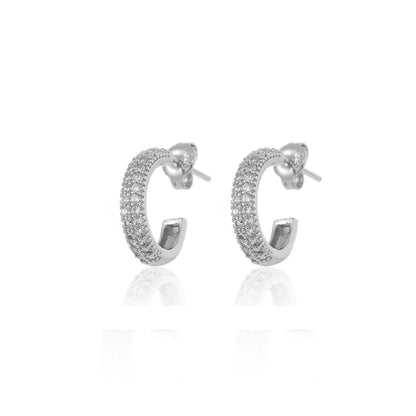 1 Pair Ins Style C Shape Plating Inlay Copper Zircon Gold Plated Ear Studs