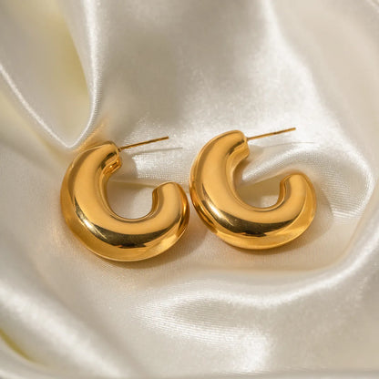 1 Pair Ins Style C Shape Plating Stainless Steel 18k Gold Plated Ear Studs