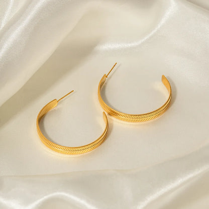 1 Pair Ins Style C Shape Plating Stainless Steel 18k Gold Plated Ear Studs