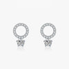 1 Pair Ins Style Casual Round Sterling Silver Plating Inlay Zircon Rhodium Plated Ear Studs