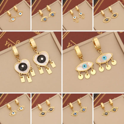 1 Pair Ig Style Devil's Eye Enamel Stainless Steel Drop Earrings