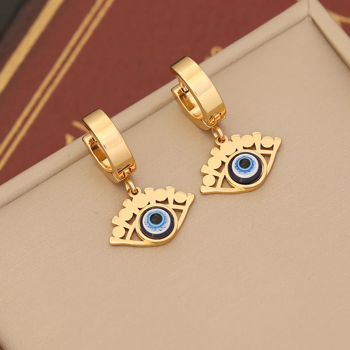 1 Pair Ig Style Devil's Eye Enamel Stainless Steel Drop Earrings