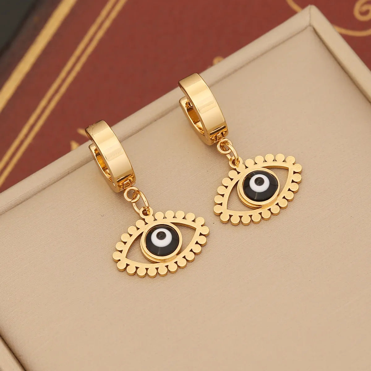 1 Pair Ig Style Devil's Eye Enamel Stainless Steel Drop Earrings