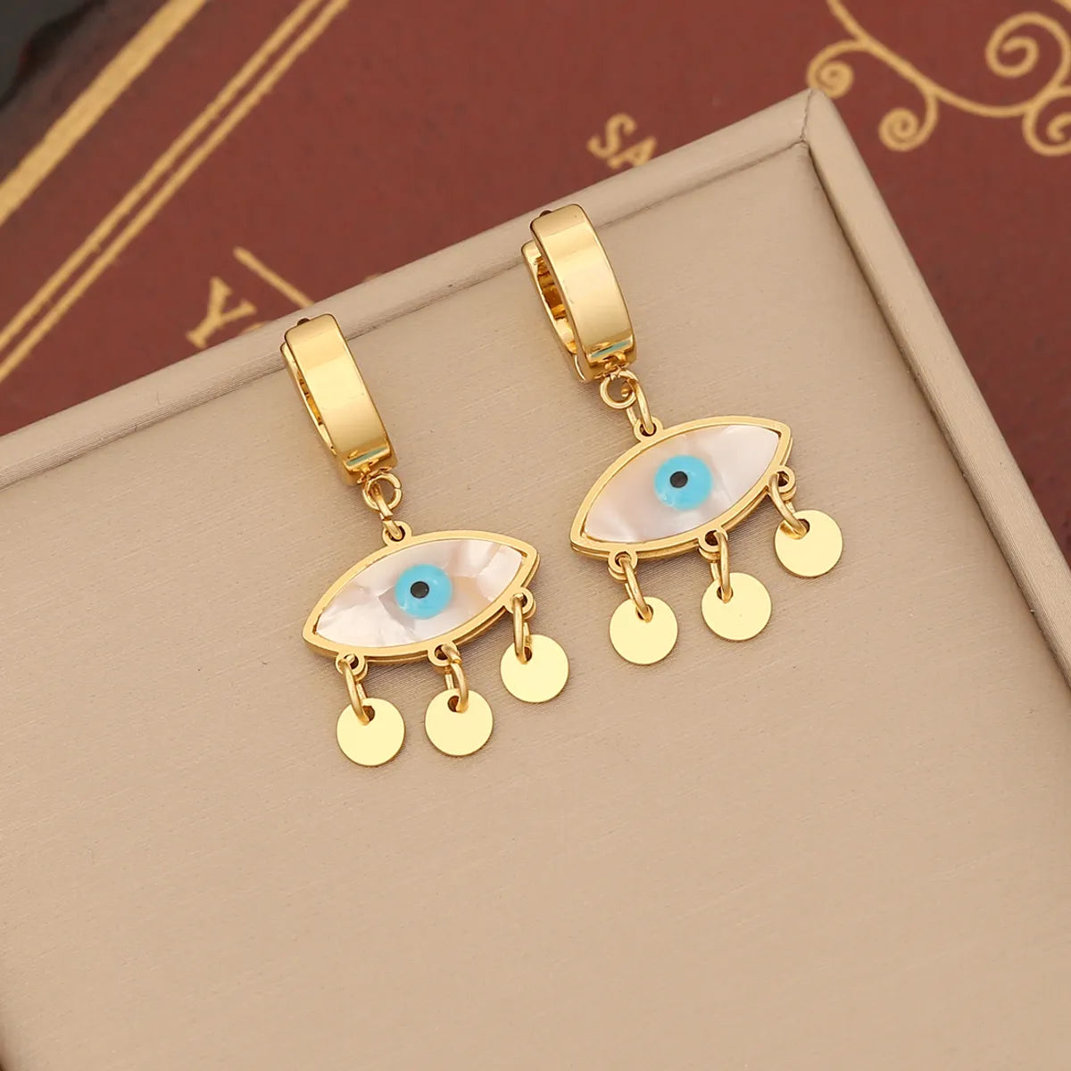 1 Pair Ig Style Devil's Eye Enamel Stainless Steel Drop Earrings