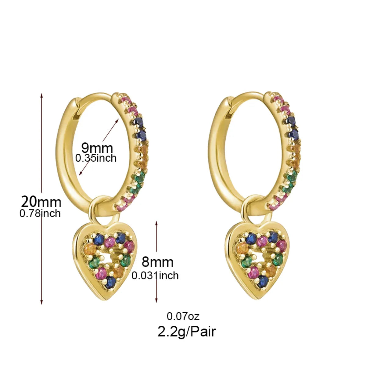 1 Pair Ins Style Fashion Heart Shape Butterfly Plating Inlay Copper Zircon Gold Plated Earrings