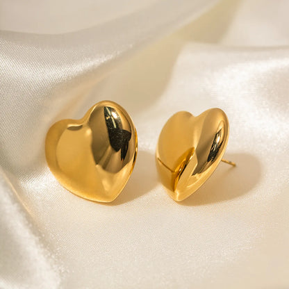 1 Pair Ins Style Heart Shape Stainless Steel Ear Studs