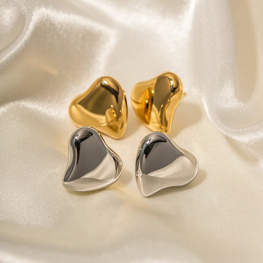 1 Pair Ins Style Heart Shape Stainless Steel Ear Studs