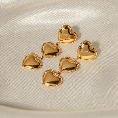 1 Pair Ins Style Heart Shape Stainless Steel Plating 18k Gold Plated Drop Earrings