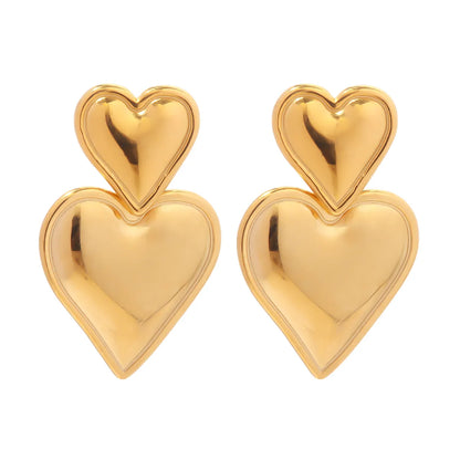 1 Pair Ins Style Heart Shape Stainless Steel Plating Drop Earrings