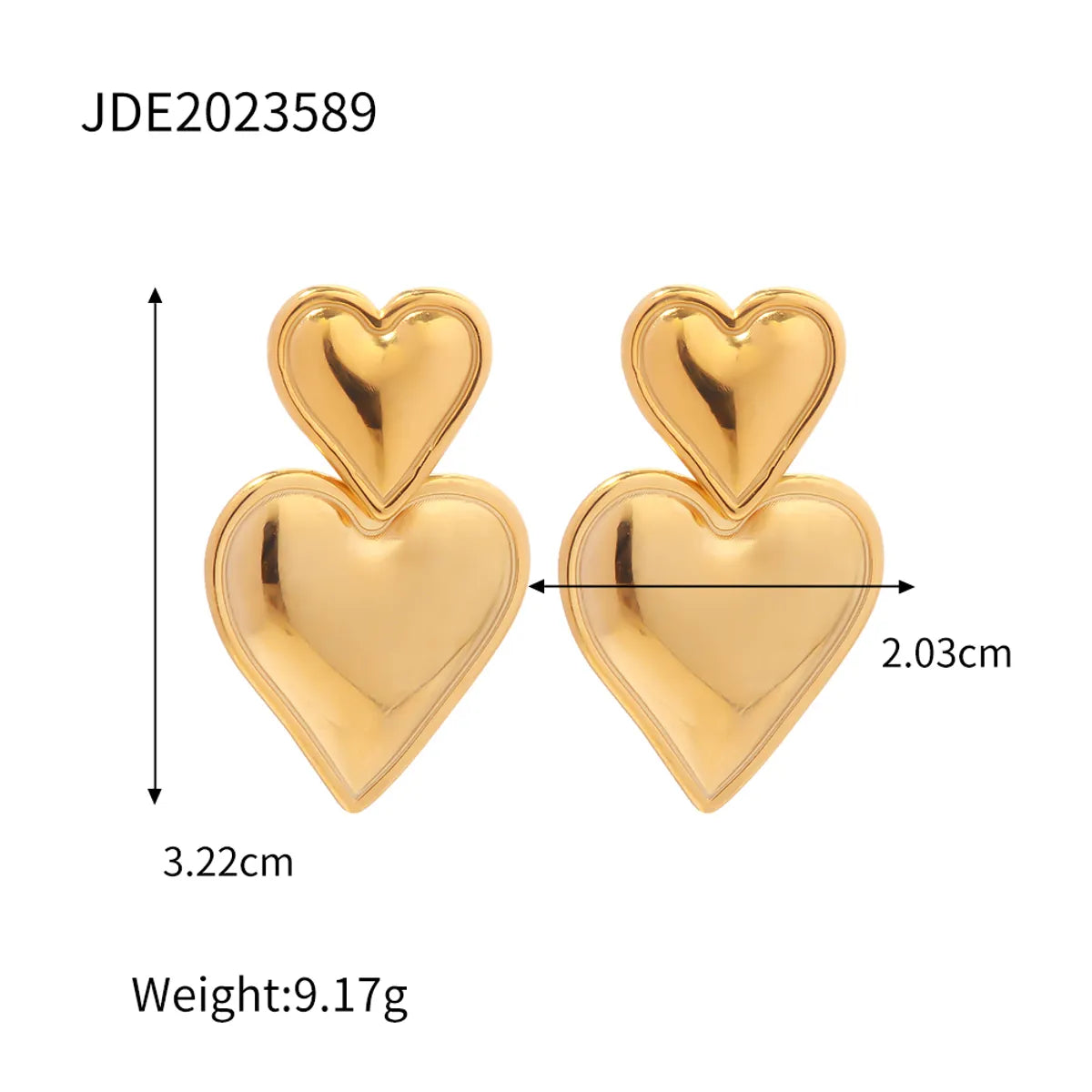 1 Pair Ins Style Heart Shape Stainless Steel Plating Drop Earrings