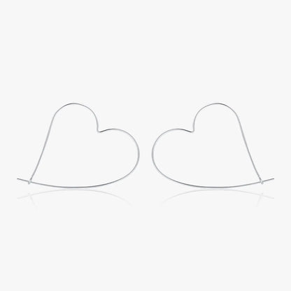 1 Pair Ins Style Heart Shape Sterling Silver Plating Silver Plated Hoop Earrings