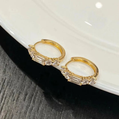 1 Pair Ins Style Korean Style Geometric Sterling Silver Plating Inlay Zircon 14k Gold Plated Earrings