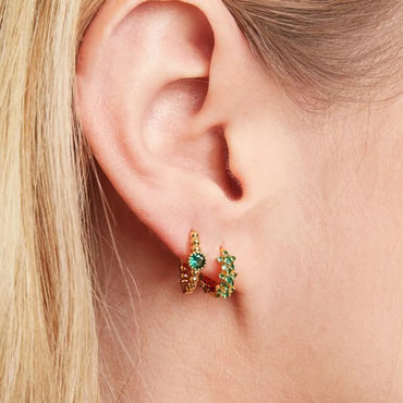 1 Pair Ins Style Leaf Flower Copper Inlay Zircon Earrings