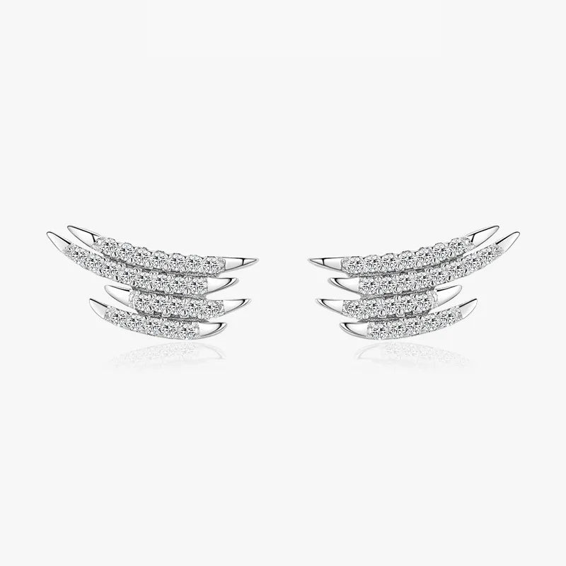 1 Pair Ins Style Modern Style Wings Sterling Silver Plating Inlay Zircon Rhodium Plated Ear Studs