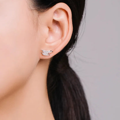 1 Pair Ins Style Modern Style Wings Sterling Silver Plating Inlay Zircon Rhodium Plated Ear Studs