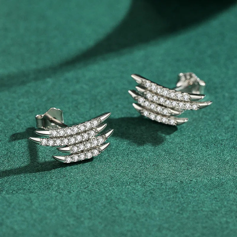 1 Pair Ins Style Modern Style Wings Sterling Silver Plating Inlay Zircon Rhodium Plated Ear Studs