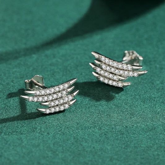 1 Pair Ins Style Modern Style Wings Sterling Silver Plating Inlay Zircon Rhodium Plated Ear Studs