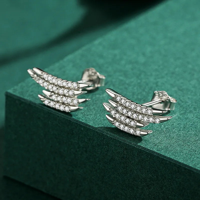 1 Pair Ins Style Modern Style Wings Sterling Silver Plating Inlay Zircon Rhodium Plated Ear Studs