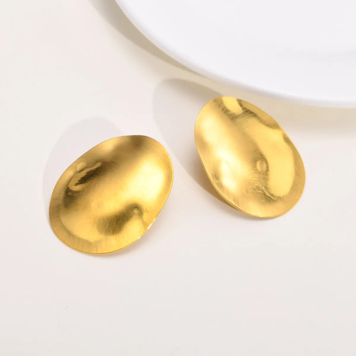 1 Pair Ins Style Oval Plating Stainless Steel 18k Gold Plated Ear Studs