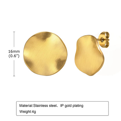 1 Pair Ins Style Oval Plating Stainless Steel 18k Gold Plated Ear Studs